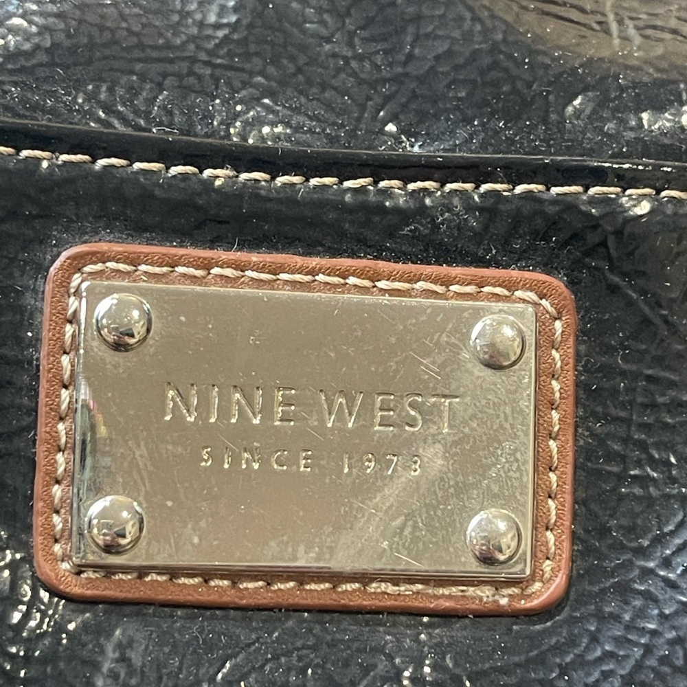 Nine West Black Patent Laptop Briefcase Tote Shoulder Strap - Picture 4 of 7